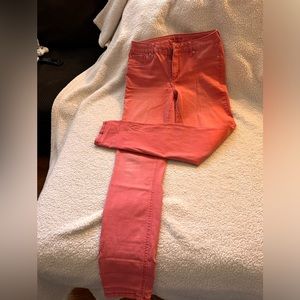 Coral denim pants